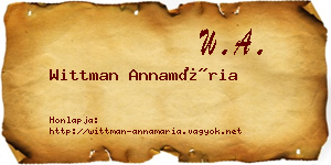 Wittman Annamária névjegykártya