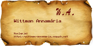 Wittman Annamária névjegykártya